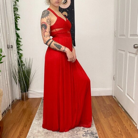 Betsy & Adam Sleeveless Cutout Maxi Dress Size 0 Red - Picture 6 of 6
